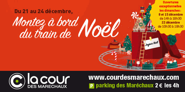 Montez à bord du train de Noël du 21 au 24 décembre à la Cour des Maréchaux à Mulhouse - ouverture exceptionnelle ce dimanche 22 décembre de 10h30 à 18h30