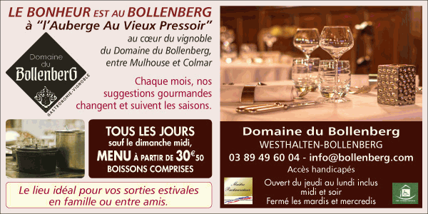 Découvrez le Domaine du Bollenberg à Westhalten, pour vos repas entre amis ou en famille. 