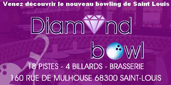 Diamond bowl, nouveau bowling à Saint-Louis, 160 rue de Mulhouse, avec 18 pistes, 4 billards et une brasserie 