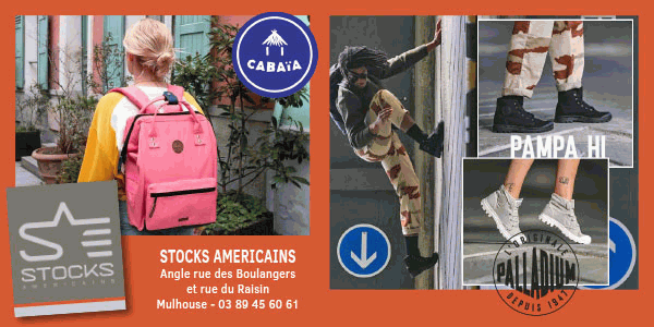 Retrouvez vos marques préférées (Cabaïa, Palladium...) chez Stocks Américains à Mulhouse (angle rue des Boulangers et rue du Raisin).