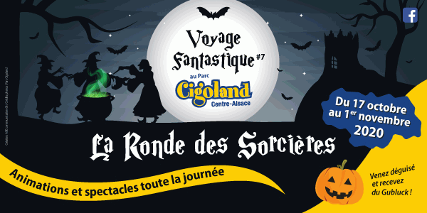 C'est Halloween à Cigoland : La ronde des sorcières vous attend du 17 octobre au 1er novembre 2020.