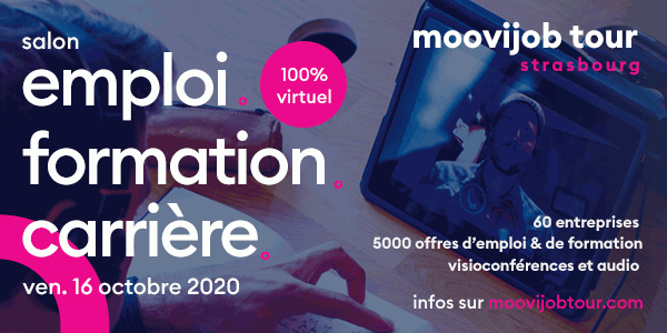 Le Salon emploi formation carrière - Moovijob Tour Strasbourg - aura lieu le vendredi 16 octobre 2020, en version 100% virtuelle. 5000 offres d'emploi et de formation à découvrir. Infos sur le site moovijobtour.com 