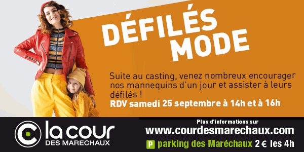 Défilés de mode à la Cour des Maréchaux à Mulhouse. RDV samedi 25 septembre à 14h et 16h !