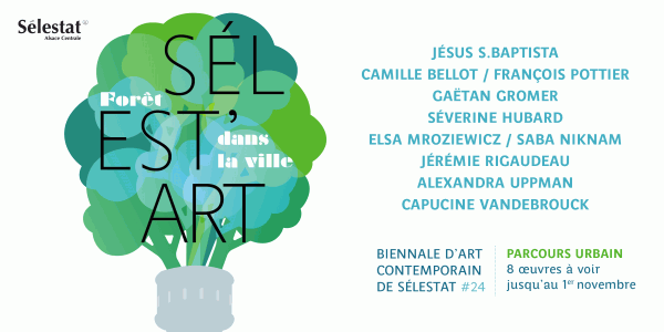 Biennale d'art contemporain de Sélestat Sélest'Art, Forêt dans la ville. Parcours urbain, 8 œuvres à voir jusqu'au 1er novembre 2021.
