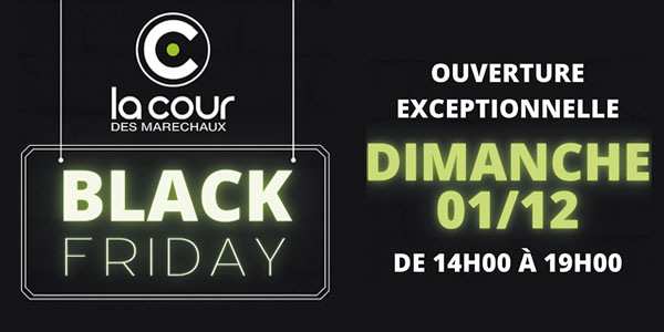 Ouverture exceptionnelle de la Cour des Maréchaux pour le Black Friday ce dimanche 1er décembre de 14h à 19h