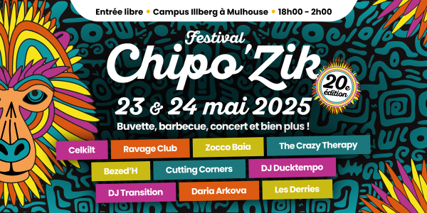 Festival Chipo'Zik les 23 et 24 mai 2025 à Mulhouse : en savoir plus ici
