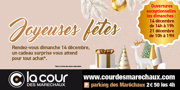 Joyeuses fêtes à la Cour des Maréchaux : ouverture exceptionnelle les dimanches 14 et 21 décembre 2025.